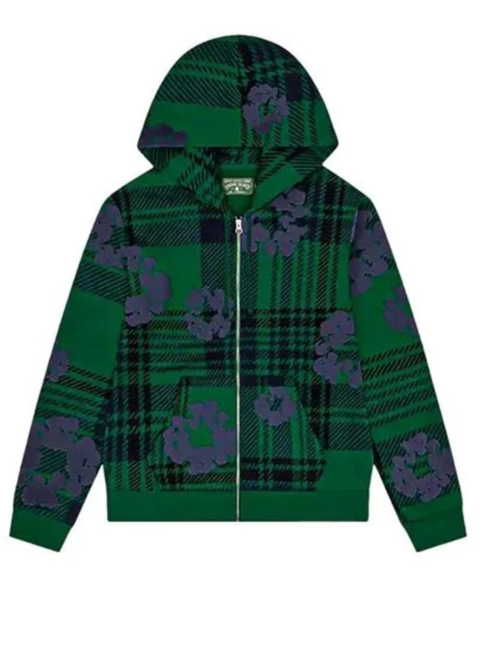 Denim Tears Plaid Cotton Wreath Zip Hoodie Green FW25 Size L NWT